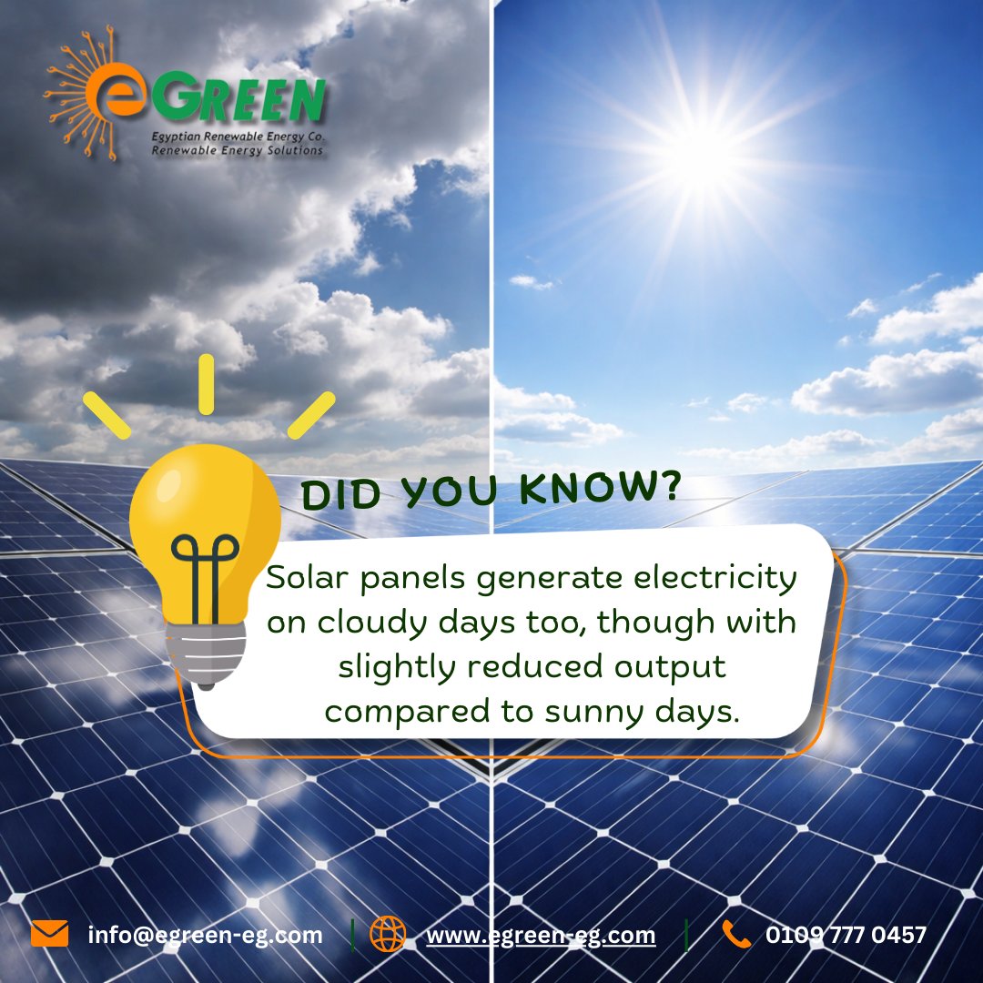 EGreenEgy's tweet photo. 🌤️🔆 مع EGreen… الطاقة لا تتوقف!
☁️ هل تعلم؟ 
حتى في الأيام الغائمة، الألواح الشمسية تستمر في إنتاج الكهرباء، لتمنحك طاقة مستدامة طوال العام. ⚡🌍
استثمر في المستقبل ووفّر مع ايجرين
📩 info@egreen-eg.com
 https://t.co/tTxncNZKIt 
📞 0109 777 0457
#Egreen #طاقةشمسية #طاقةمتجددة https://t.co/EtLRVytdG7