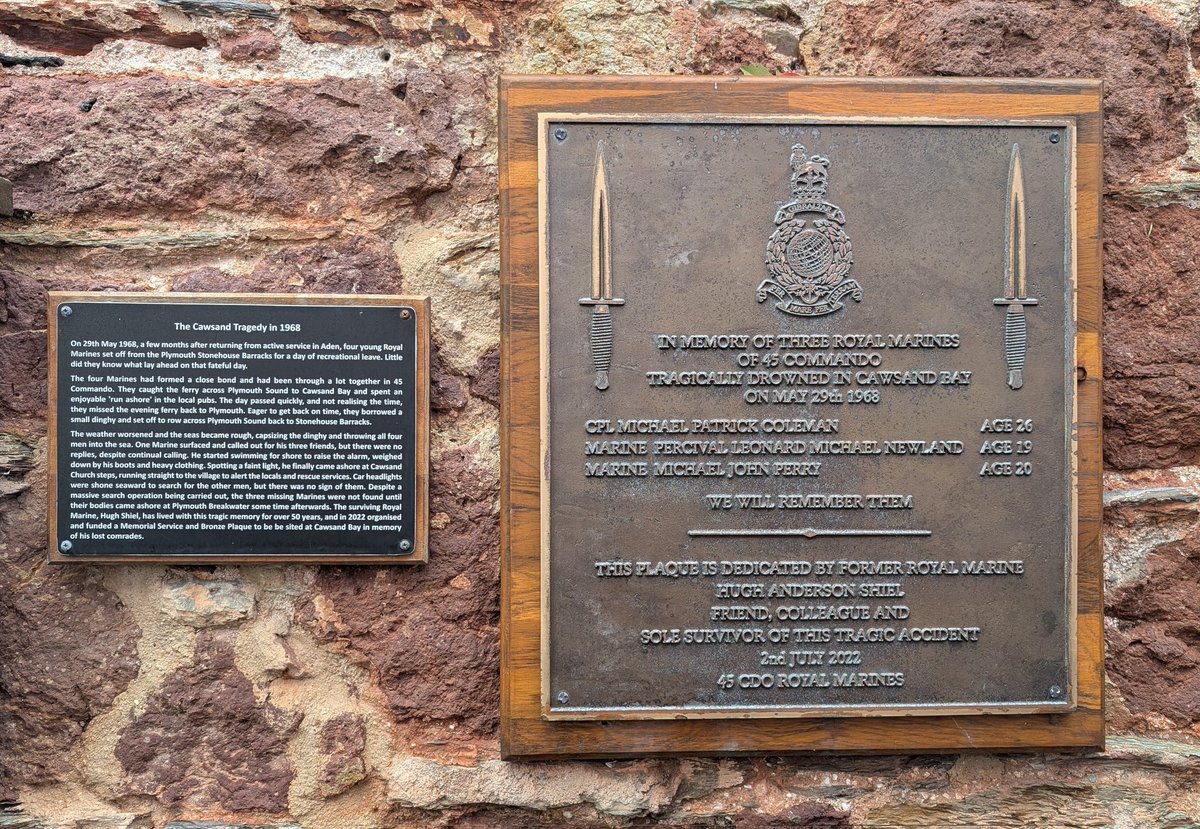 CraSh_Williams's tweet photo. Saw this memorial to three Royal Marines whilst in Cawsands earlier today - placed by their Oppo who survived. #oarmaarm #cawsands #45cdorm #aden https://t.co/rtphvreIuD