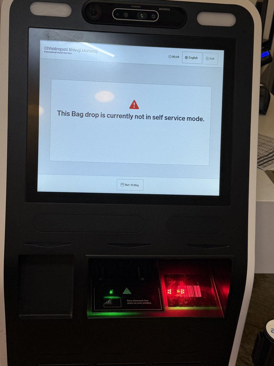 Guess the airlines . Self check in not working. #CustomerExperience #airtravel  #airportauthorityofindia #indigo #indigopatheticservice