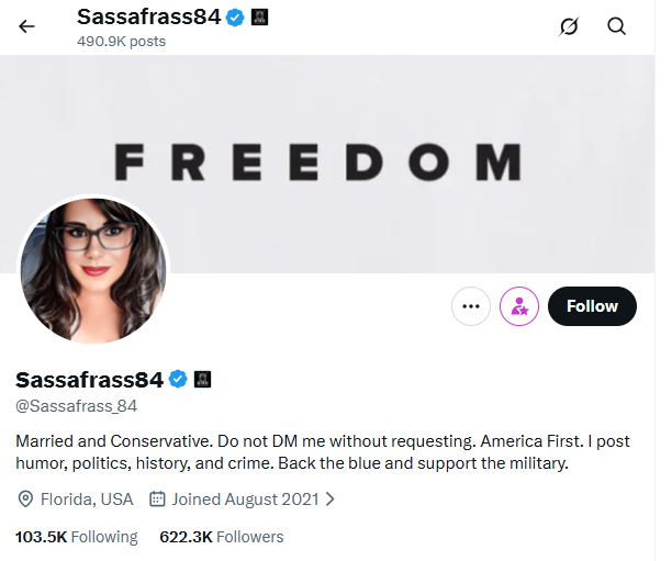 This account has over 622K followers and has tweeted over 490K times since starting an account in August of 2021. 

What is going on here?