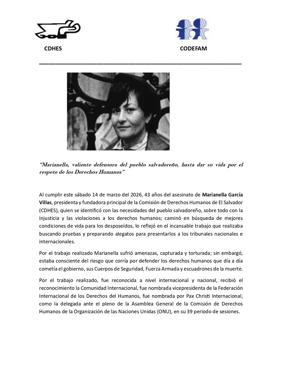 Comisión de Derechos Humanos de El Salvador, CDHES tweet media