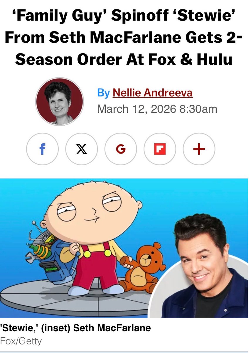 AnimedAlmightyX's tweet photo. Happy to Announce that Stewie Griffin himself is getting a TV series on FOX it was reported that Disney and Fox Has two seasons of the show plus Those of you that are asking for Quagmire to get his own series. Please stop asking because it’s not happening. Thanks @SethMacFarlane https://t.co/JLfRt2EYsX