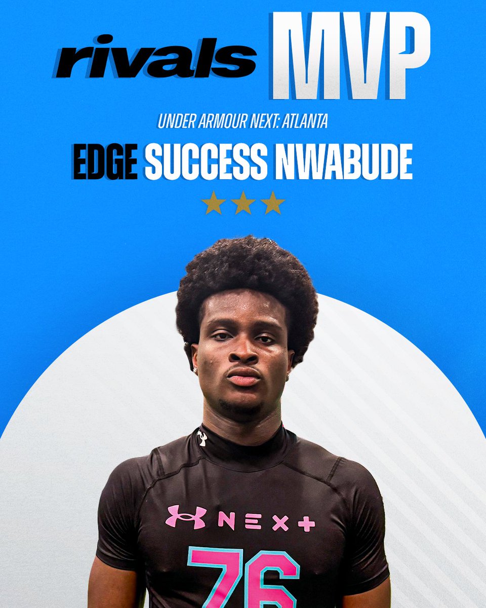 Rivals's tweet photo. EDGE Success Nwabude is the Rivals MVP for the Under Armour Next Atlanta camp⭐️

More from @CodyBellaire: https://t.co/zfVw0n7kpG https://t.co/dzQZbKMZ4O
