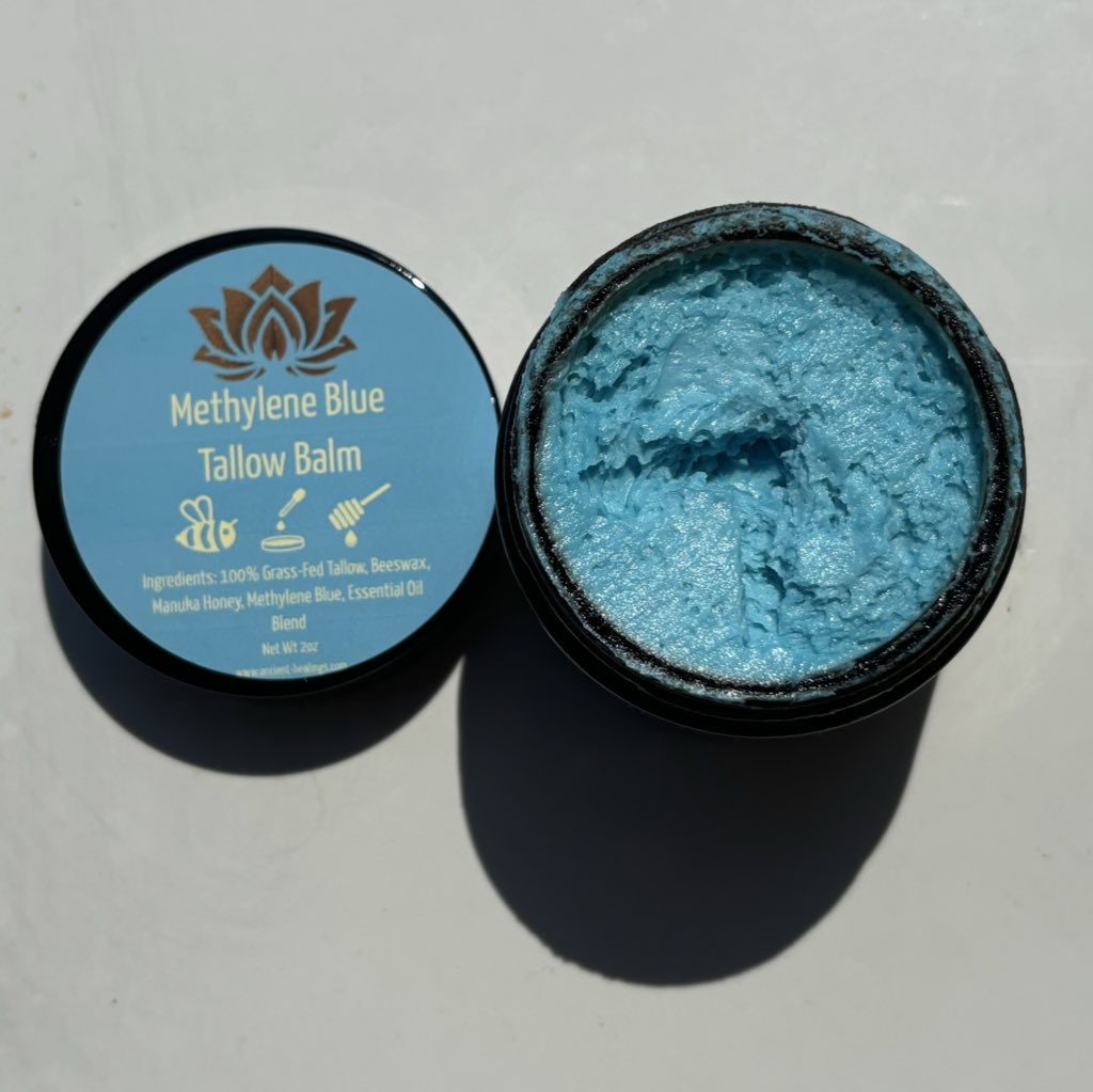 AncientHealingX's tweet photo. Fresh batch of methylene blue tallow balm whipped up, orders going out tomorrow! https://t.co/4MIp0QzFMV