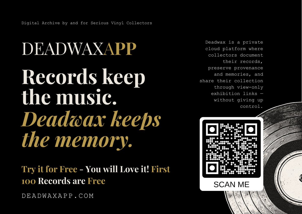 LP_DeadwaxApp's tweet photo. If you collect vinyl, you already know.
The deadwax is where the real story lives. The pressing, the plant, the year, the hands it passed through.
We built an app for that. Private. Yours. Forever. https://t.co/YA3Dfg7m0M