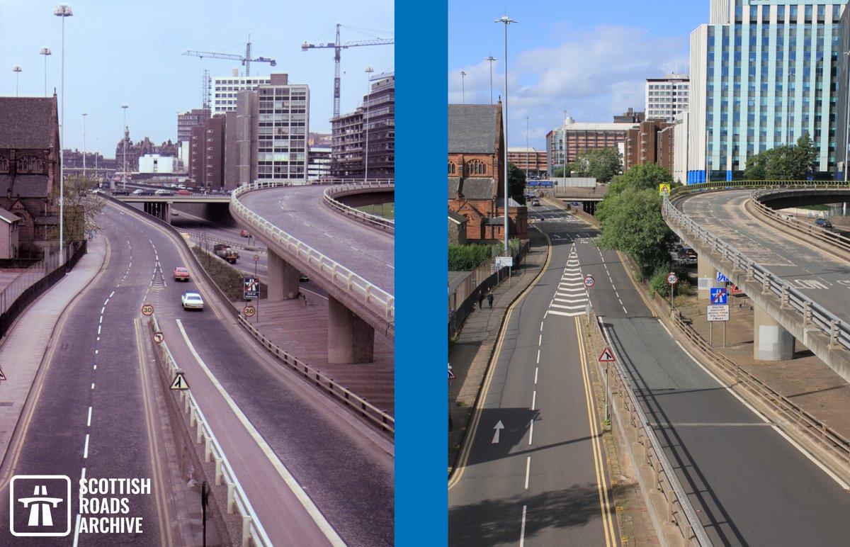 ScotRoadArchive's tweet image. It's #thenandnow time! The skyline of Glasgow's North Street was very different back in 1974, especially when looking at the buildings being constructed at the side of the M8! How many changes can you spot in our contemporary image?

#glasgow #archives #citylife #1970s