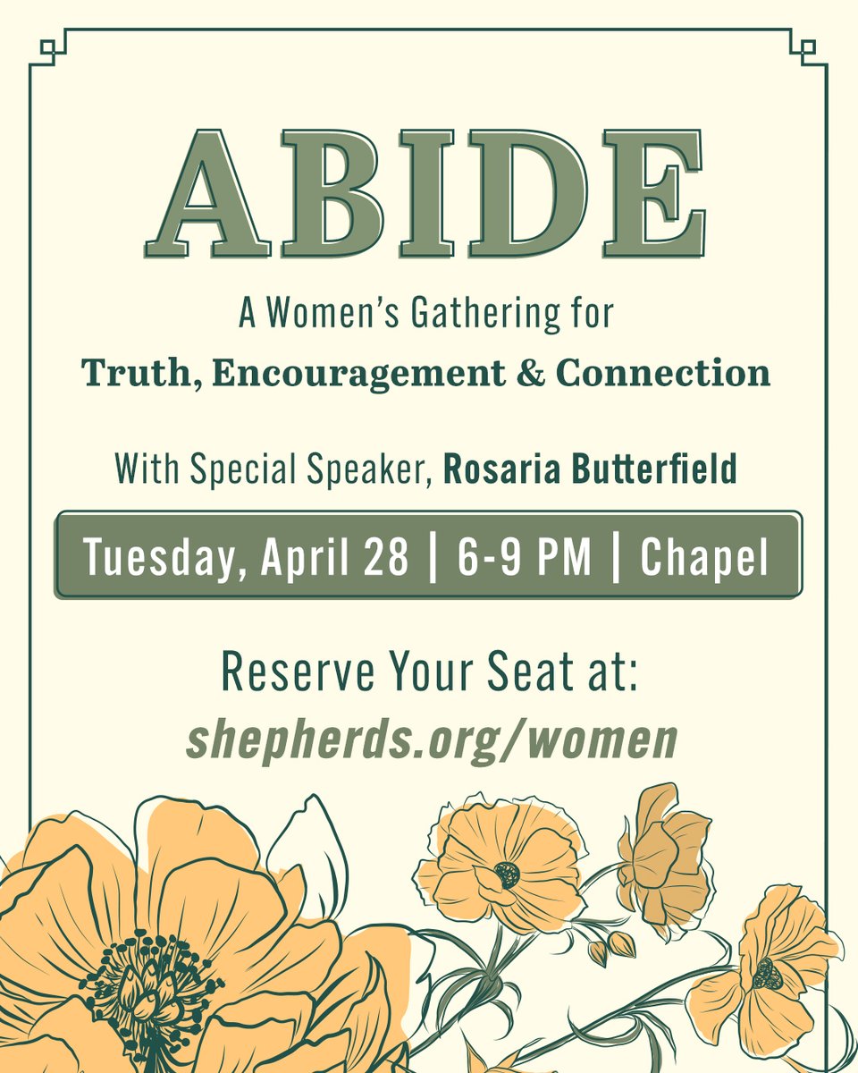 ATTN LADIES! ➡️ Mark your calendars to attend this special women's event April 28.😃 Enjoy refreshments and fellowship in the Café, followed by worship and a powerful message by guest speaker Rosaria Butterfield. Cost is free; registration required. ➡️ subspla.sh/74nzscx