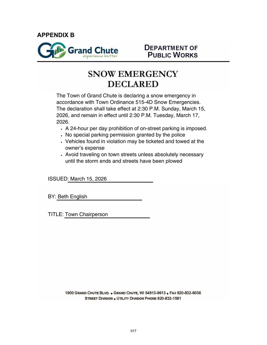 Grand Chute Police Department tweet media