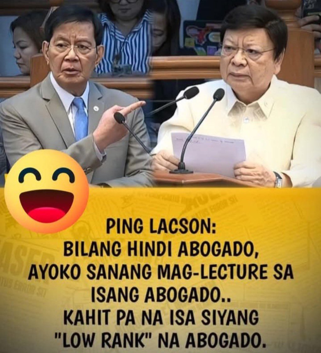 This is what I like about Lacson. 

Fearless attack to Tsinador Marcoleta 

Giving him a dose of his own medicine