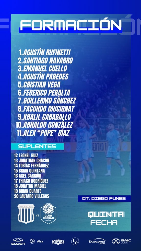 BN_Partidos's tweet image. #PrimeraNacional

Formaciones de #Mitre y #Bolívar que jugarán desde las 17 en Santiago del Estero.

#BNPartidos
📷 @CLUBAMITRE/@ClubCdBolivarOF