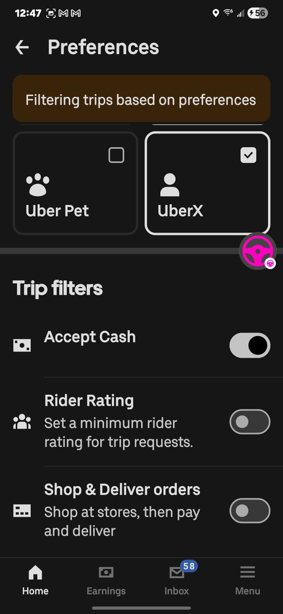 ArandaEddie's tweet photo. @_KrashaFamily_ @OG_Wick0 @Thevictoria76 I literally work for uber and theres options for driver to get paid in fiat cash screenshot for proof from my own app while im logged in so no your wrong https://t.co/3slqpyok1v