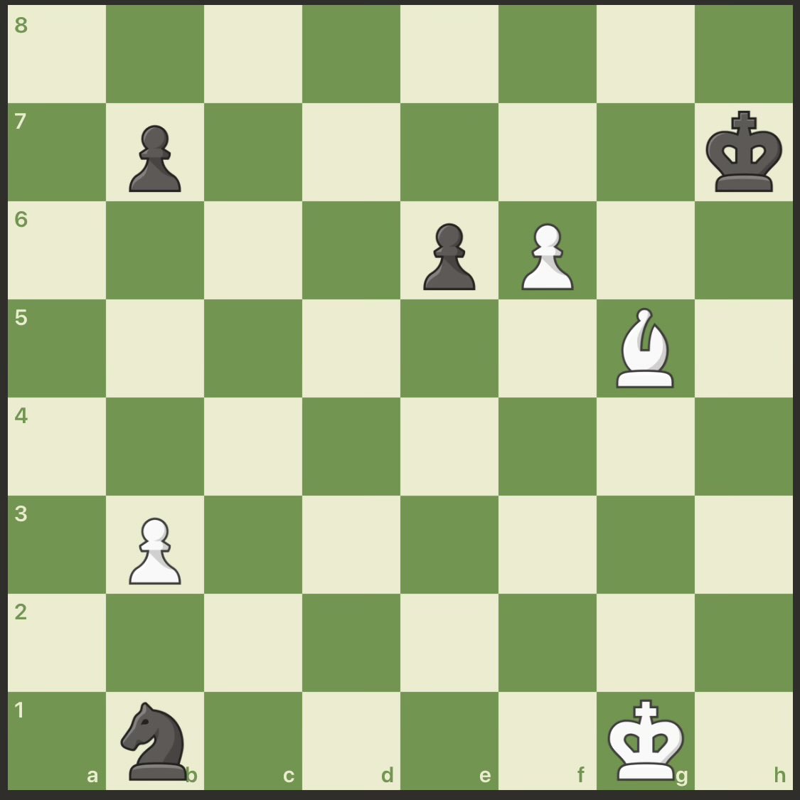 Double attacks often consist of different types and all across the board. Here is a nice example. White can’t promote the pawn without additional resources. Can you find an attack across the board to earn the win.

White to move and win. 

T. Lawson
Study, 1925