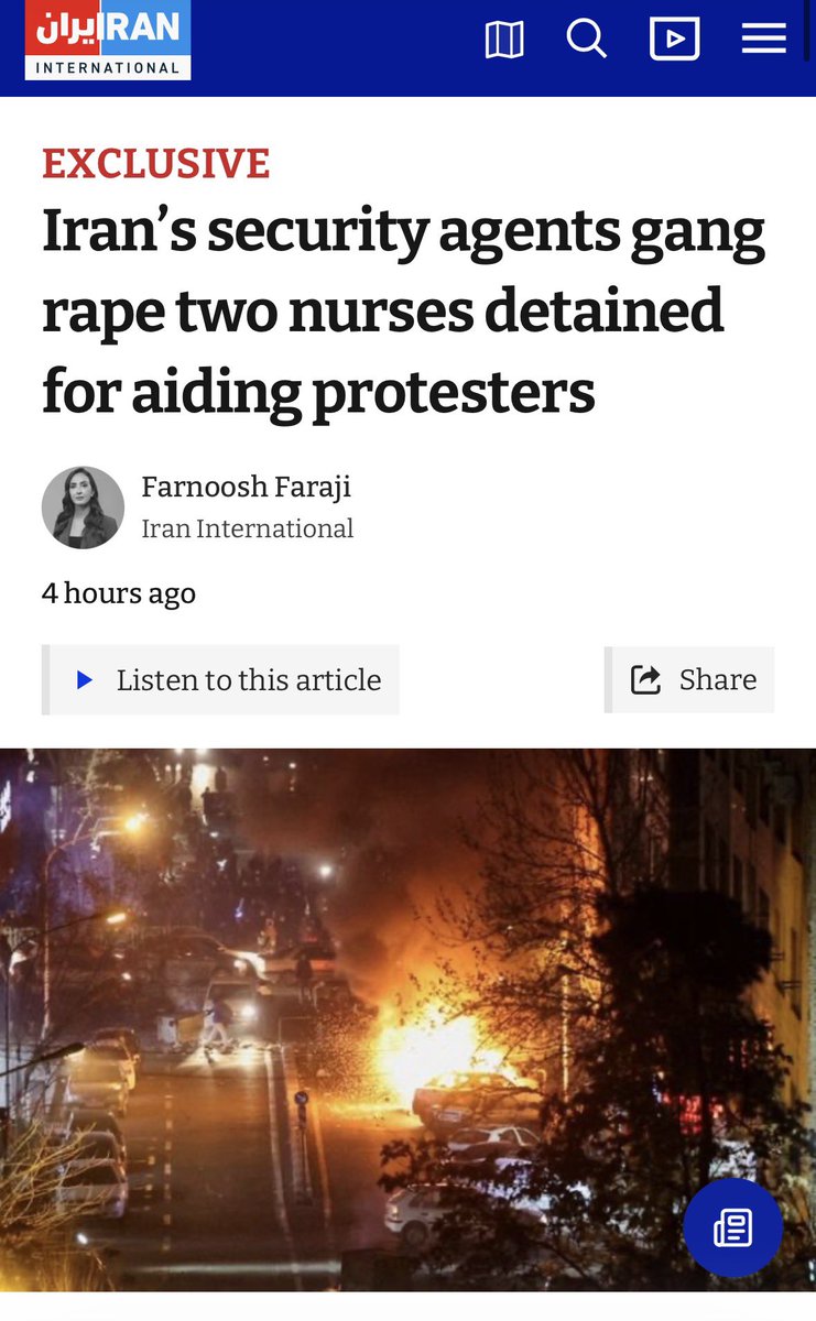 If you want understand the regime  some people are defending:

Two Iranian nurses who committed the crime of treating injured protestors from January were reportedly arrested by IRGC agents, then tortured and gang-raped for weeks before their relatives were able to buy their