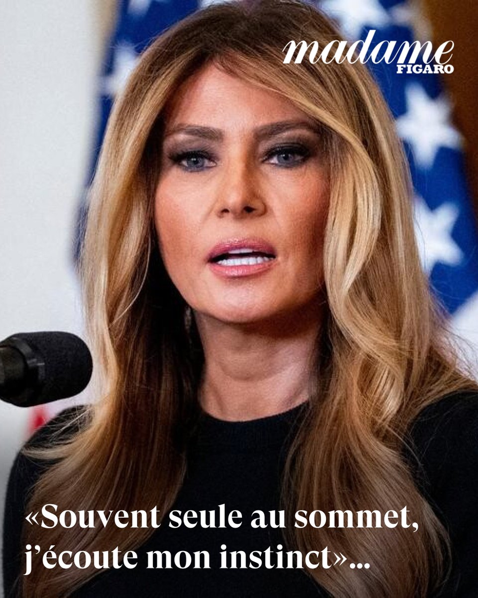 Madamefigaro's tweet image. «Souvent seule au sommet, j’écoute mon instinct» : le surprenant discours de Melania Trump qui se qualifie de «visionnaire» lors d’une réception
➡️ l.lefigaro.fr/GA7i