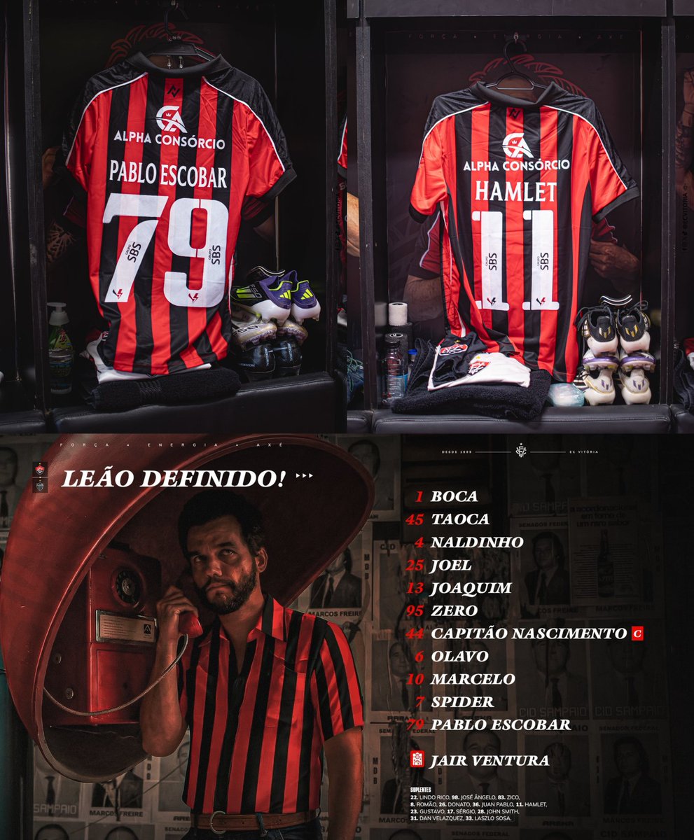 Ο Βάγκνερ Μόουρα είναι ο πρώτος Βραζιλιάνος που είναι υποψήφιος για Όσκαρ Α' Ανδρικού. Για να τον τιμήσει η αγαπημένη του ομάδα, η Βιτόρια, έπαιξε χθες με φανέλες που είχαν ονόματα από χαρακτήρες που έχει υποδυθεί.

Για την ιστορία, κέρδισε το ματς με γκολ του... Πάμπλο Εσκομπάρ.