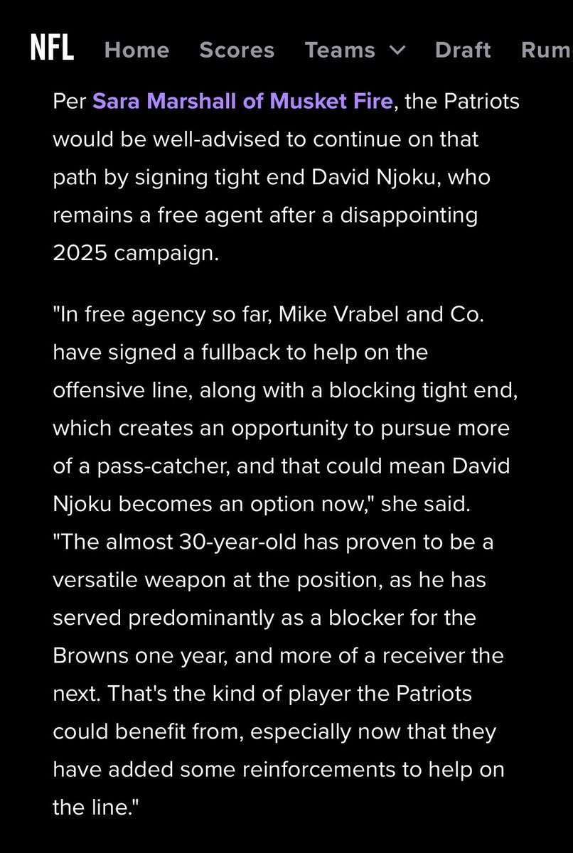 smarshxo's tweet image. Pretty cool to see that I was used as a #NEPats expert for a Bleacher Report article on the top remaining free agents 🥲
