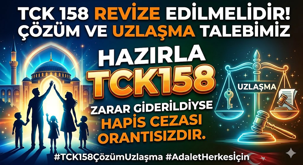 <a href="/avbulentkaya/">BÜLENT KAYA</a> 📌 Cezasızlık algısı değil, "Zararı Onarma Şartı" adaleti güçlendirir. Hapis yatmak mağdurun zararını ödemiyor ama uzlaşma sağlıyor.
👉🏾 TCK158ÇözümUzlaşma <a href="/avbulentkaya/">BÜLENT KAYA</a>