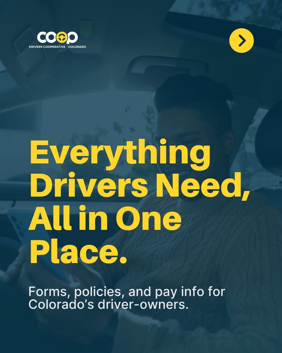 driverscoopco's tweet image. Everything you need to drive confidently — all in one place. 🚗
Access forms, policies, insurance details, and pay info made for Colorado’s driver-owners.
Explore resources → coloradodrivers.coop/drive/resources
#DriveLocal #FairPay #ColoradoDrivers #CooperativeBusiness