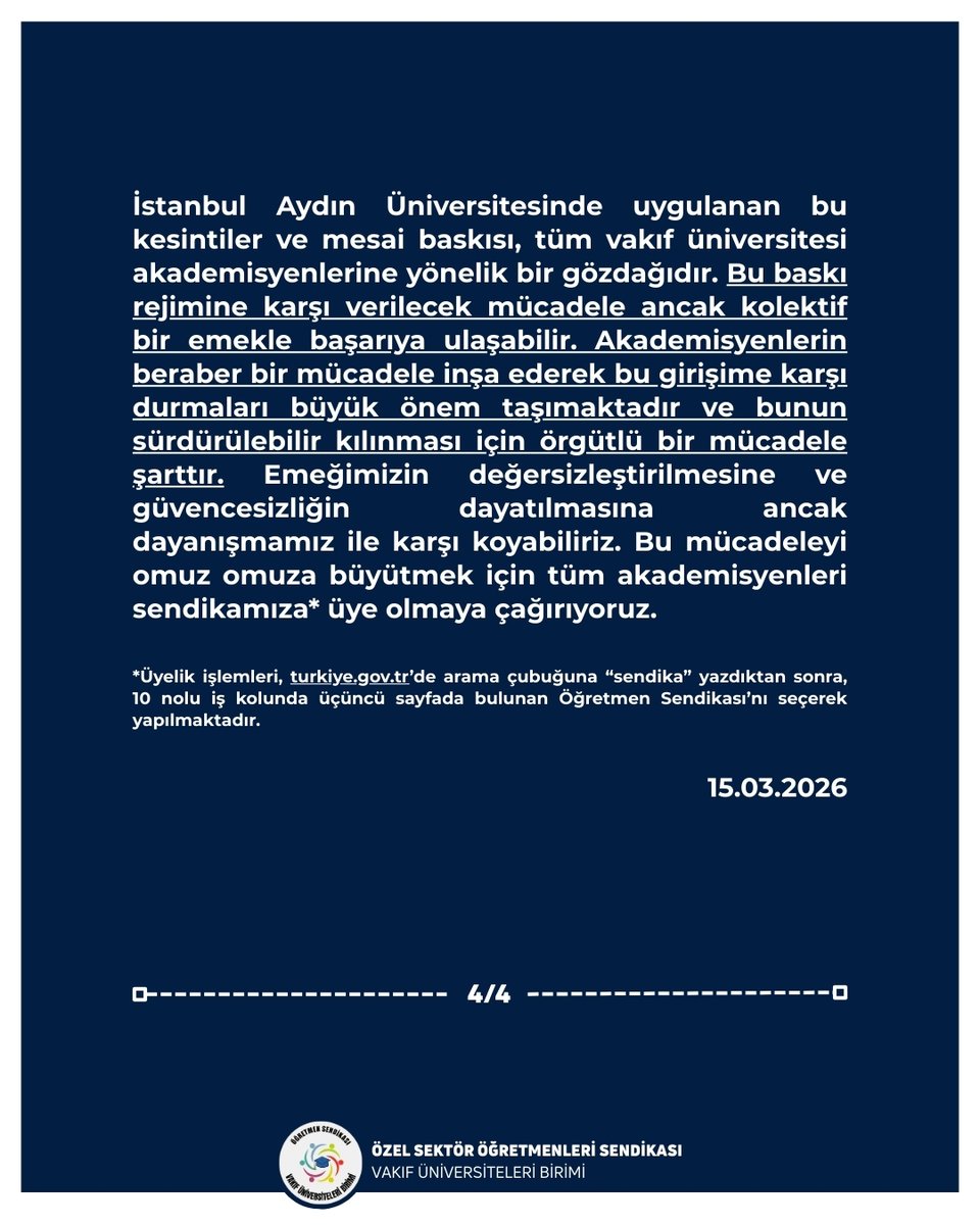 Öğretmen Sendikası | Vakıf Üniversiteleri tweet media