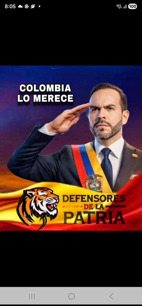 El 31 de Mayo mi voto y el de mi familia es por el Tigre, ya esta decidido. Firmes por la libertad, la familia, la seguridad, la prosperidad, la fe, la niñez. Viva Colombia yo también estoy FIRMES POR LA PATRIA. Todo lo demás me resbala.