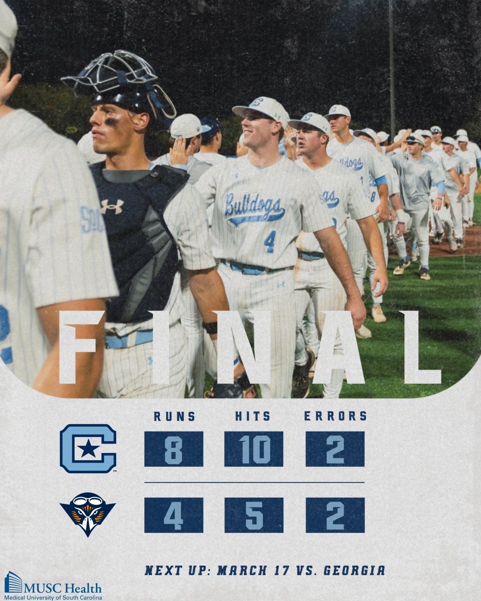 BULLDOGS WIN!!!

The Citadel takes the series on the 8-4 win over UT-Martin! 

#jOURney