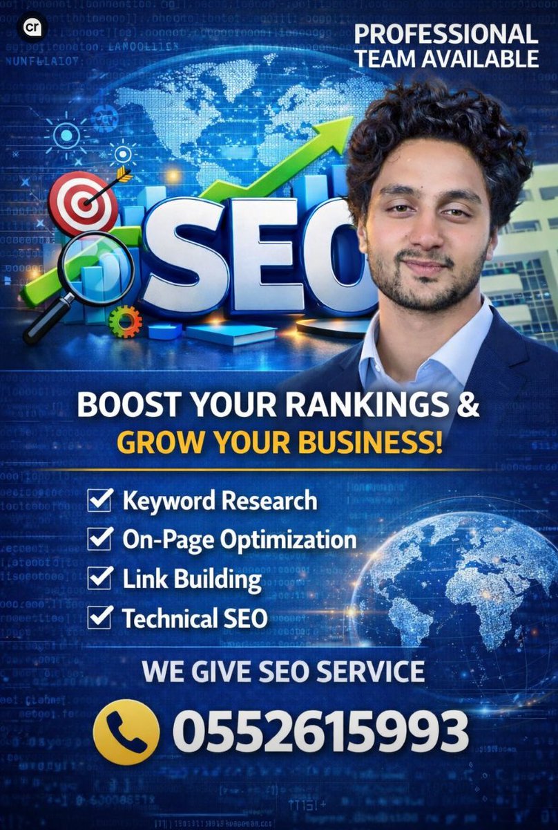 AAyesha35353535's tweet image. 🚀 Boost Your Website Rankings &amp;amp; Grow Your Business

📞 Contact us today: 0552615993
 Let’s grow your business together.
#SEO #DigitalMarketing #SearchEngineOptimization #WebsiteRanking #GoogleSEO #BusinessGrowth #MarketingStrategy #OnlineBusiness #SEOServices #LeadGeneration