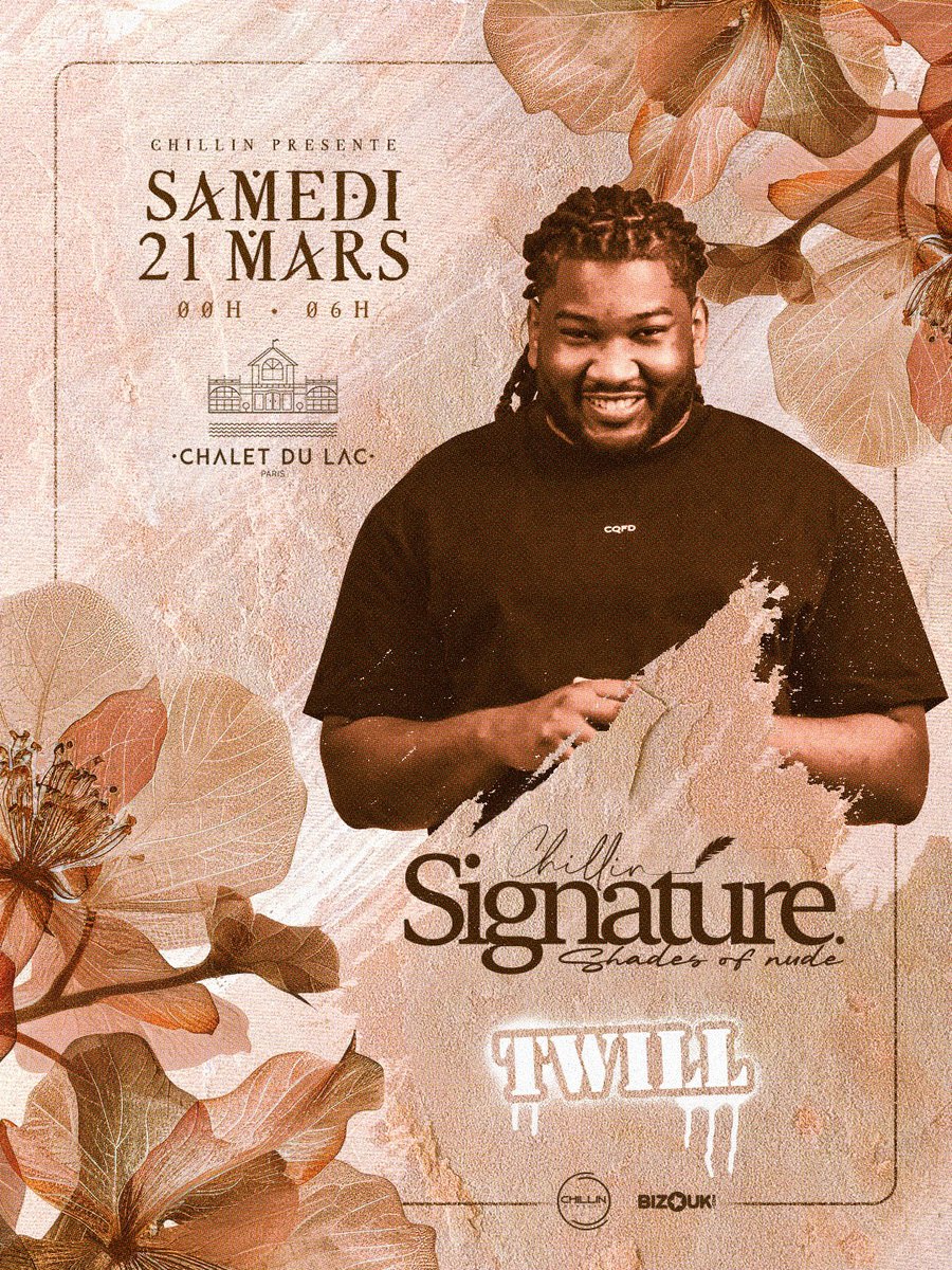 🇲🇶 Le talentueux <a href="/T_WillTDD/">T-Will en moooode</a> rejoint le line-up de la 𝐒𝐢𝐠𝐧𝐚𝐭𝐮𝐫𝐞 “𝐒𝐡𝐚𝐝𝐞𝐬 𝐨𝐟 𝐧𝐮𝐝𝐞” 🤎

📆 Samedi 21 mars 2026.
⌚️ 23h → 05h
📍 @chaletdulacparis, Paris.

🎫 Préventes et tables disponibles sur Bizouk.
🔗 my.bizouk.com/chillin-signat…