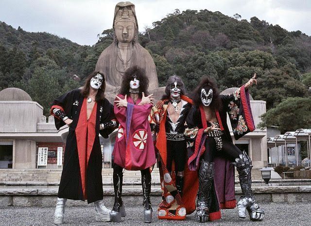 Kiss in Kyoto, Japan, 1977. Photo by Bob Gruen. During their very first Japanese tour, Kissmania was so massive that they actually broke the Budokan attendance records previously set by The Beatles! What is your all time favorite track by Kiss?
