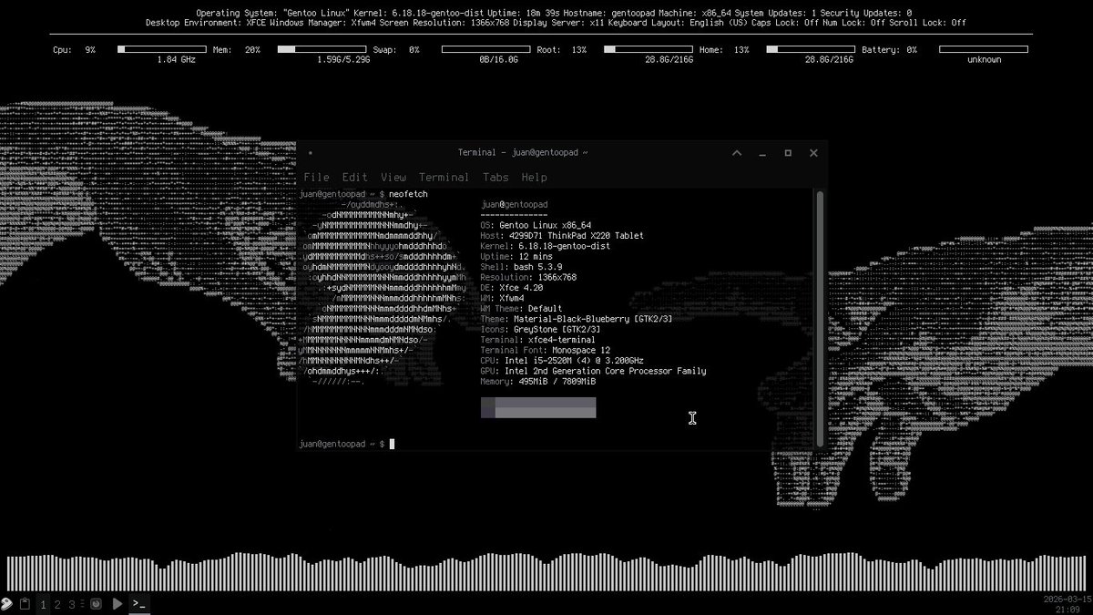 [xfce] little xfce4 rice I made for my thinkpad x220t Link: https://t ...