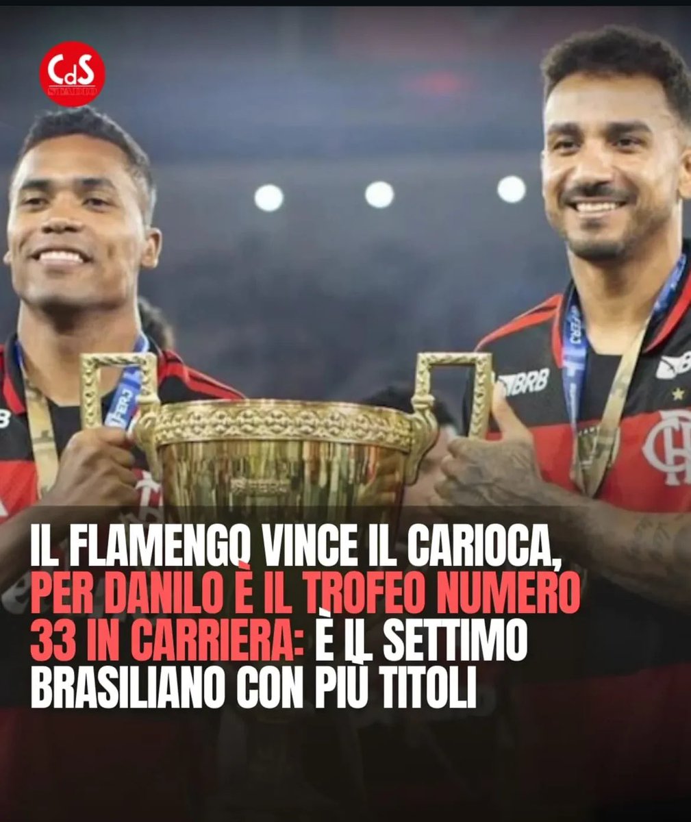 STATS 📝✅

Con la vittoria del #CampionatoCarioca con il #Flamengo 🏆 #Danilo conquista il 33° trofeo della sua carriera ed entra tra i 7 brasiliani più titolati della storia.

L’ex difensore della #Juventus per quanto concerne il conteggio di trofei vinti si trova dietro