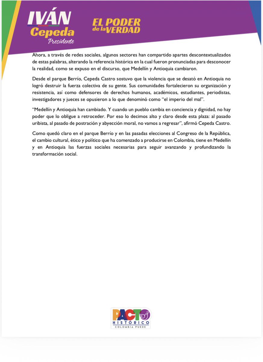 Iván Cepeda Castro tweet media