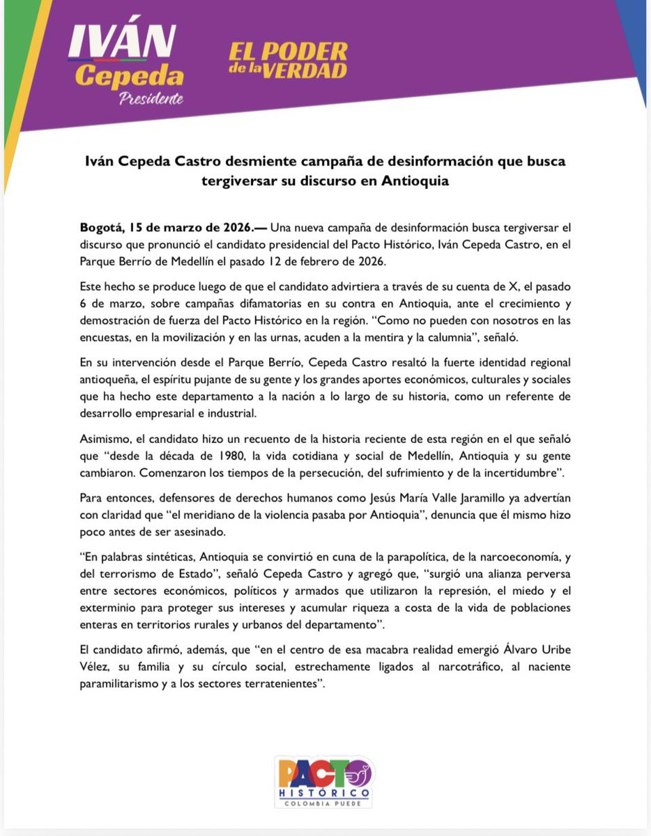 Iván Cepeda Castro tweet media