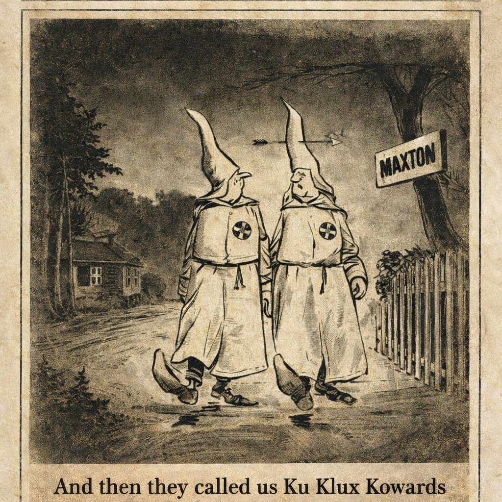 NativeKRO's tweet image. January 18, 1958.

The Ku Klux Klan came to Hayes Pond expecting fear.
Instead they met the Lumbee, Tuscarora, and other Natives standing together.

The rally ended with Klansmen fleeing into the darkness.

That story lives on in Beneath the Swamp’s Shadow.

#NativeHistory