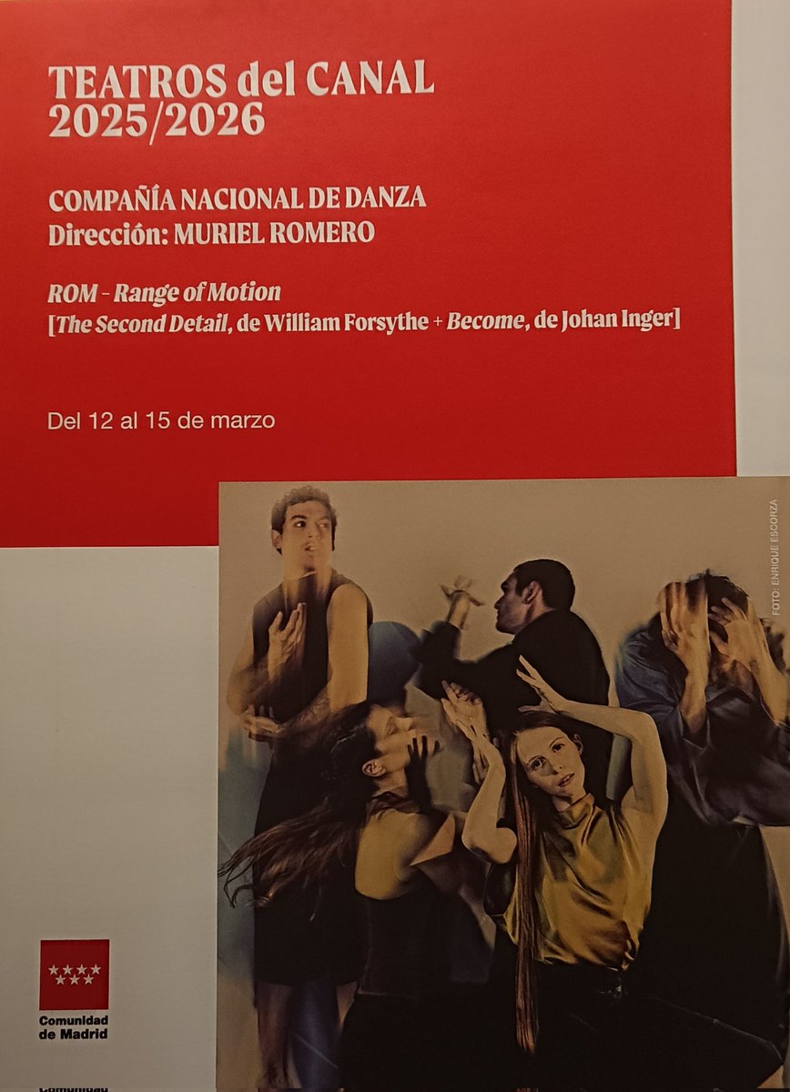 jehchechu's tweet photo. #ROMRangeOfMotion
@CNDanza
¿Del pasado al presente de la danza?
En #TheSecondDetail de #WilliamForsythe veo originalidad (del siglo XX) y dificultad, que salvan con creces los chic@s de #MurielRomero.
En #Become de #JohanInger (mola siempre mucho) veo a #LaHorde o a @HofeshCo. https://t.co/iYIv0CAKgv
