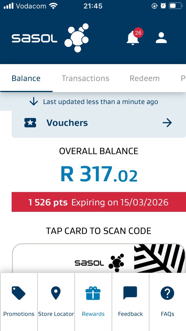 zilele_'s tweet photo. Dear @SasolSA kindly note I am disappointed I tried to pay my R300 fuel with my points as they appear on my app, to my surprise the cashier said I have R27! I asked how many points do I have in total ke yoh it doesn’t match! Whats going on with your system? https://t.co/0oS7vhfG4N