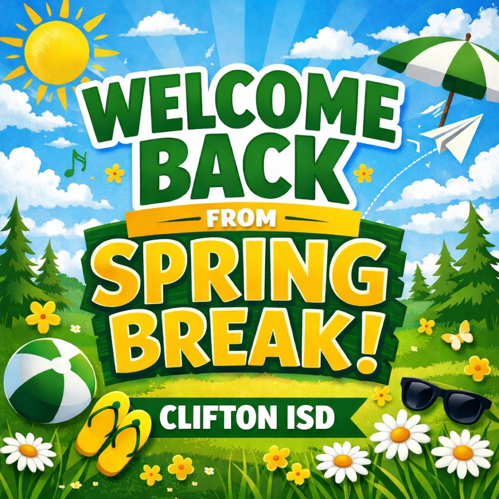cubs_hs's tweet photo. Spring Break is coming to an end and we’ll see everyone back at school Monday morning! ⏰

Remember, free breakfast is available for all students each morning. Stop by the cafeteria, grab a bite, and start the day fueled for a great week. 💚🐻 https://t.co/O9HUXFDSGa
