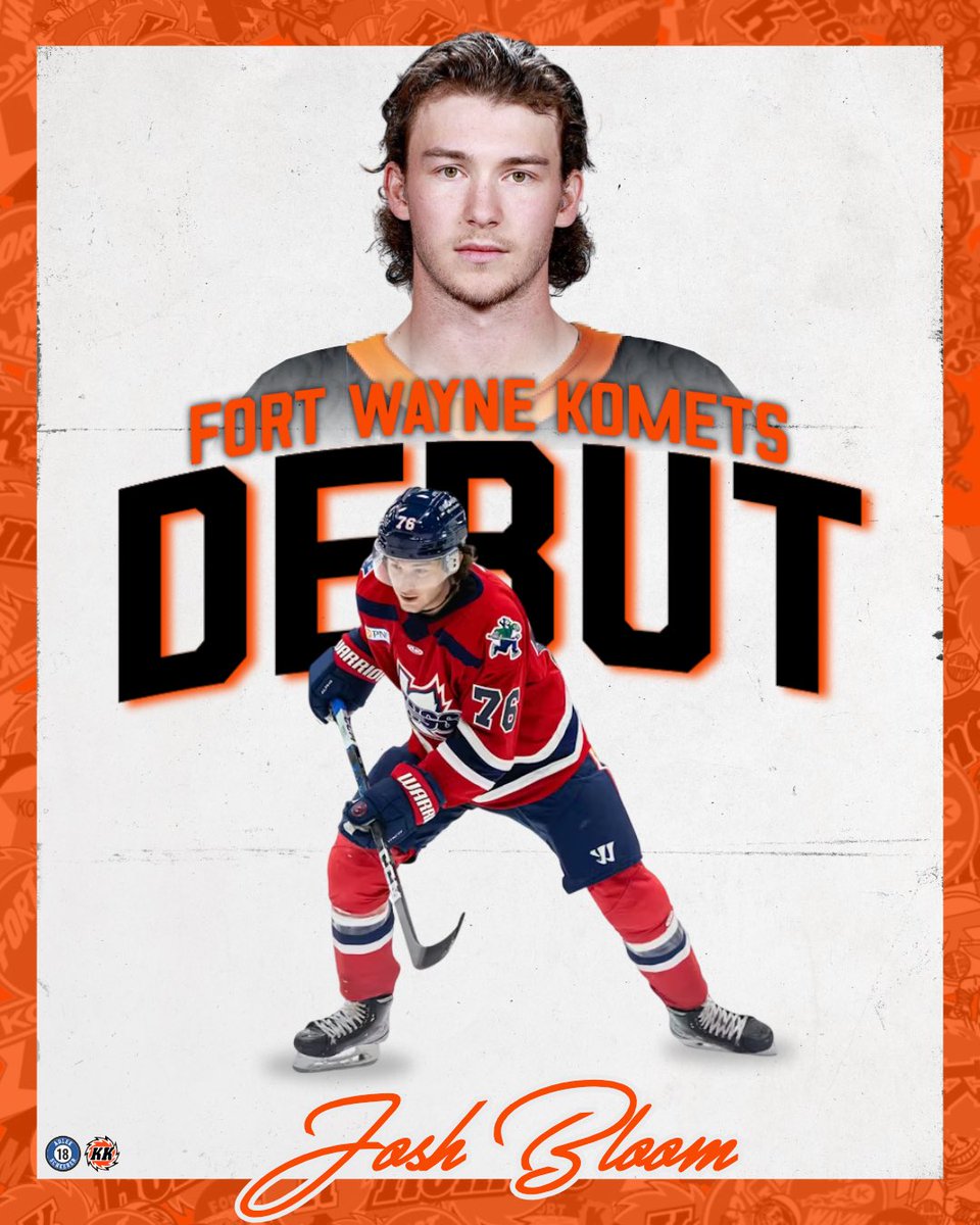 Newly acquired Josh Bloom will make his Komets debut this evening!! He will be wearing number 71.