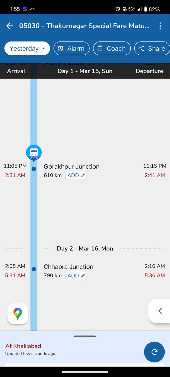 spankaj14330's tweet photo. Train 05030 (Thakurnagar Special) is currently running 3:30 hours late. This is causing extreme inconvenience to all passengers. Why is there no value for our time? Please look into the cause and provide an update.@RailMinIndia @AshwiniVaishnaw @RailwaySeva @nerailwaygkp https://t.co/ox8TXzPbmz