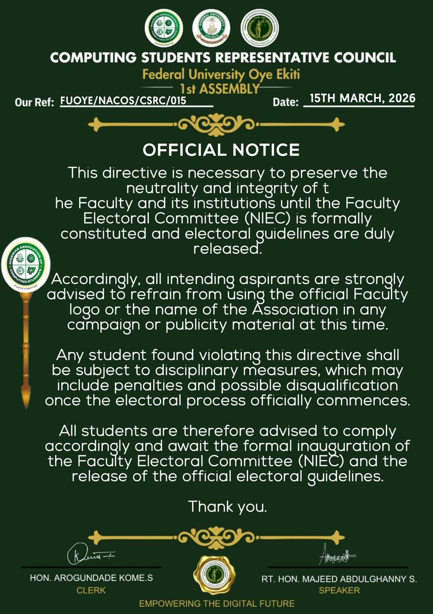 NACOS SRC 1ST ASSEMBLY {FUOYE CHAPTER} tweet media