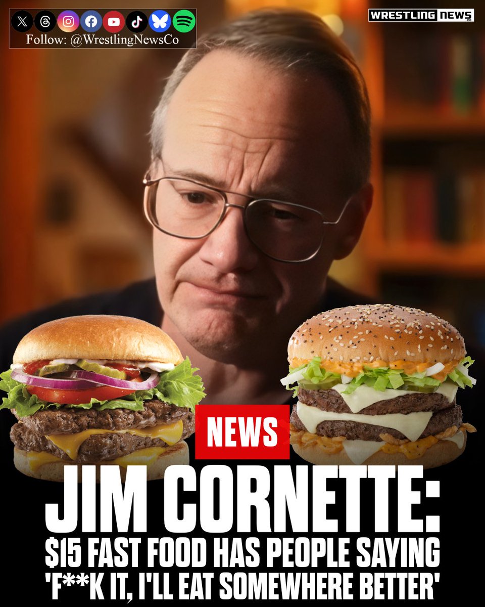 Jim Cornette reacted to the fast food CEO burger wars, Wendy's prices, and the Wendy's "Chief Tasting Officer" job posting on The Jim Cornette Experience.

On the McDonald's CEO nibbling his new Big Arch on camera: "These corporate dweebs who dine on filet mignon all the time