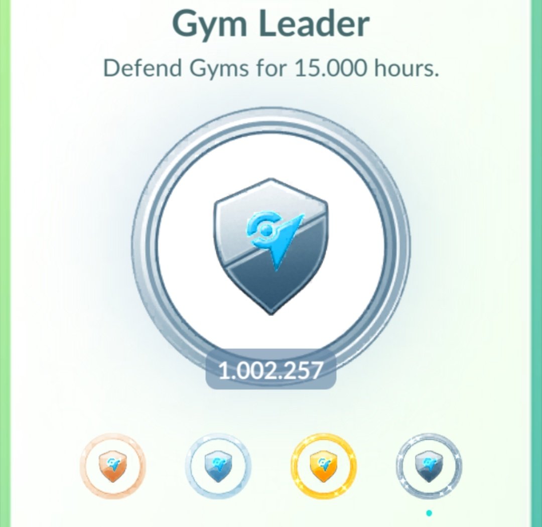 1.000.000 hours on the Gym Leader Medal 😎
(1.160 Golden Gyms and counting)

#Pokémon #pokemongo #goals
