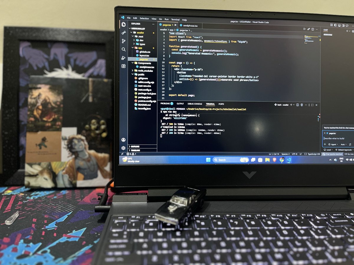 _ujjwalg_17k's tweet photo. Day 4 of building in public

Today I explored some Web3 concepts.
Generated mnemonic seed phrases and printed them in the console to understand how wallets work.

Excited to keep learning and build something new with Web3.

#BuildInPublic #Web3 #100DaysOfCode #Blockchain https://t.co/icYyxTE2s8