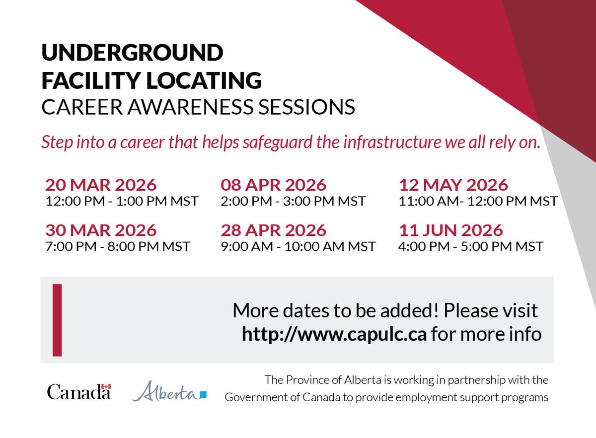CAPULC_'s tweet photo. Want a career in a growing profession? CAPULCs online sessions highlight the role of Underground Facility Locators &amp; their efforts to protect infrastructure. If you enjoy outdoor work, problem solving &amp; public safety, UFL might be for you! Register today! https://t.co/hVi70F3Jhk https://t.co/LKGRhv3QrN