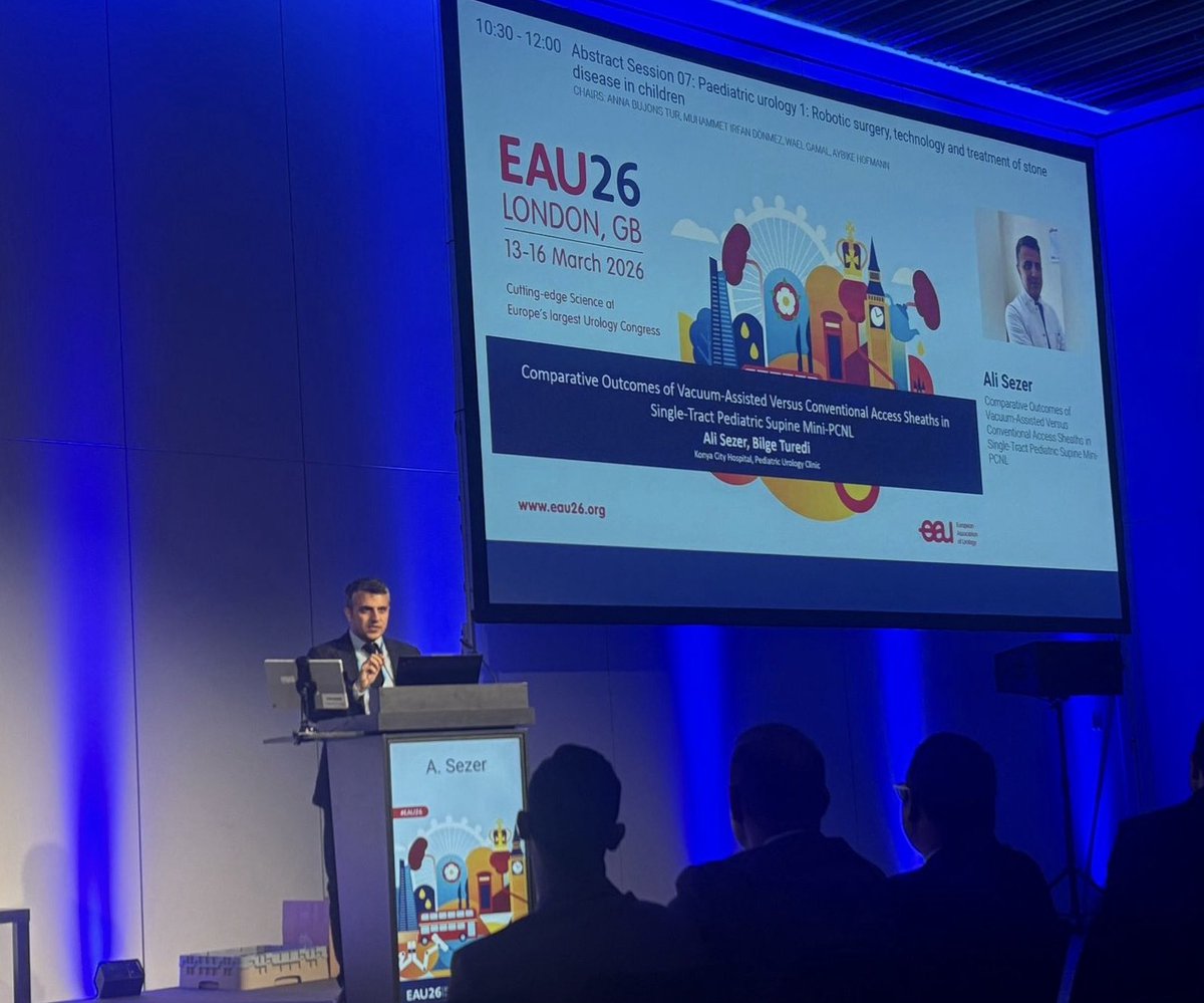 bilgeturedi_'s tweet photo. We had the opportunity to present our study comparing conventional/suction-assisted access sheaths in #pediatric supine #miniPCNL at #EAU2026
It was a pleasure to share our work at the Europe’s largest urology meeting.
Looking forward to future congresses! 
@dr_alisezer @Uroweb https://t.co/HJScGAk9nO