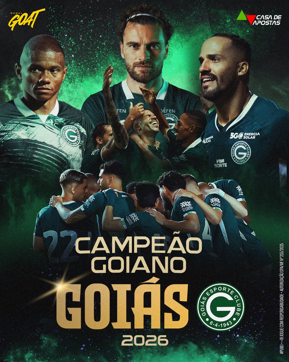 CanalGOATBR's tweet photo. GOIÁS CAMPEÃO! 🏹🟢🏆

Pode soltar o grito, torcedor esmeraldino! O Goiás é o grande Campeão Goiano de 2026! Em uma final contra o rival Atlético-GO, o Verdão retomou a hegemonia do estado! #GoianoNoGOAT #GoiasEC #CanalGOAT https://t.co/8vSJhLeSkb