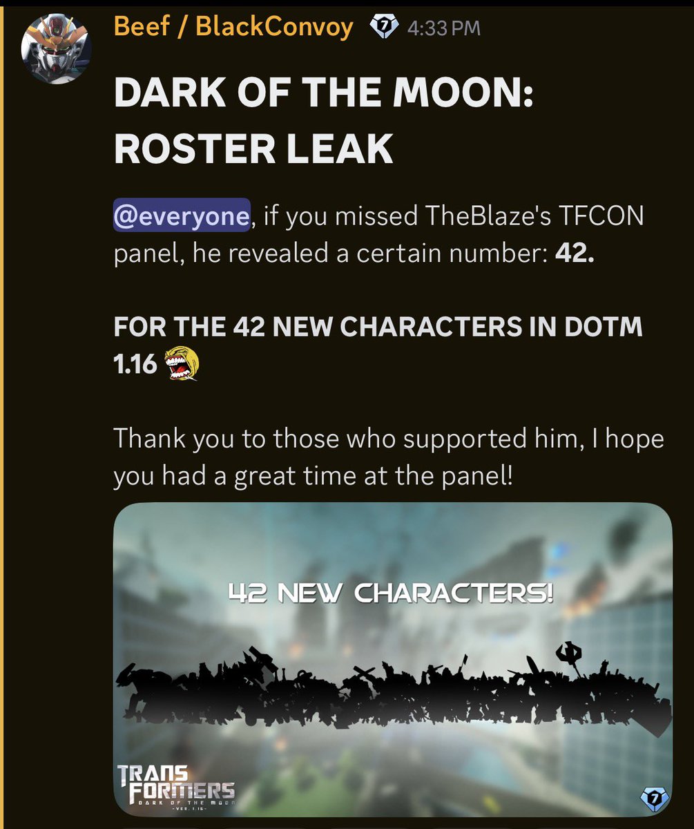 TFRobloxUpdates's tweet photo. Character 42 of the DOTM Roster was Shown at TFCON in LA Today! https://t.co/1bH84JMlWC