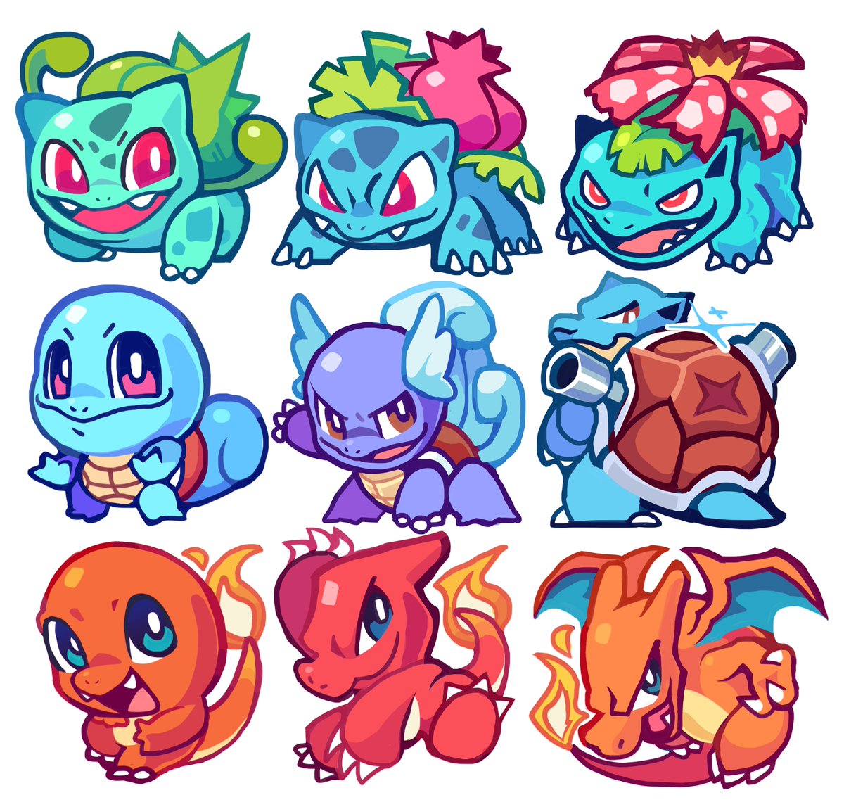 001/009🌱💧🔥 #pokemon