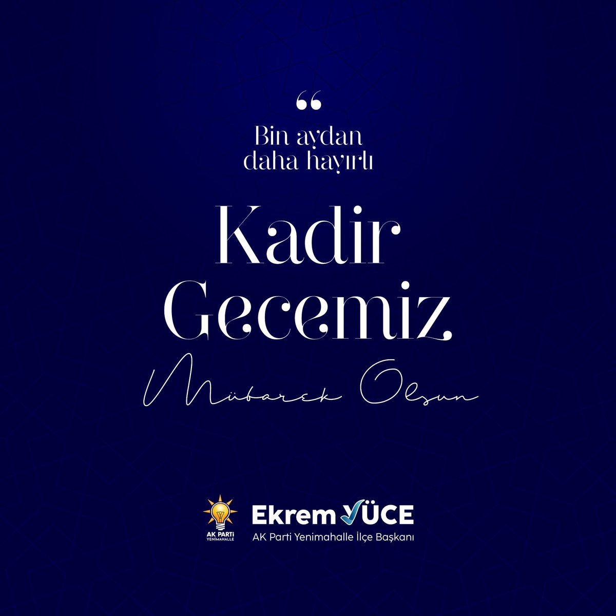 Rahman ve Rahim olan Allah'ın adıyla

1. Şüphesiz, biz onu (Kur'an'ı) Kadir gecesinde indirdik.
2. Kadir gecesinin ne olduğunu sen ne bileceksin!
3. Kadir gecesi bin aydan daha hayırlıdır.
4. Melekler ve Ruh (Cebrail) o gecede, Rablerinin izniyle her türlü iş için iner de iner.