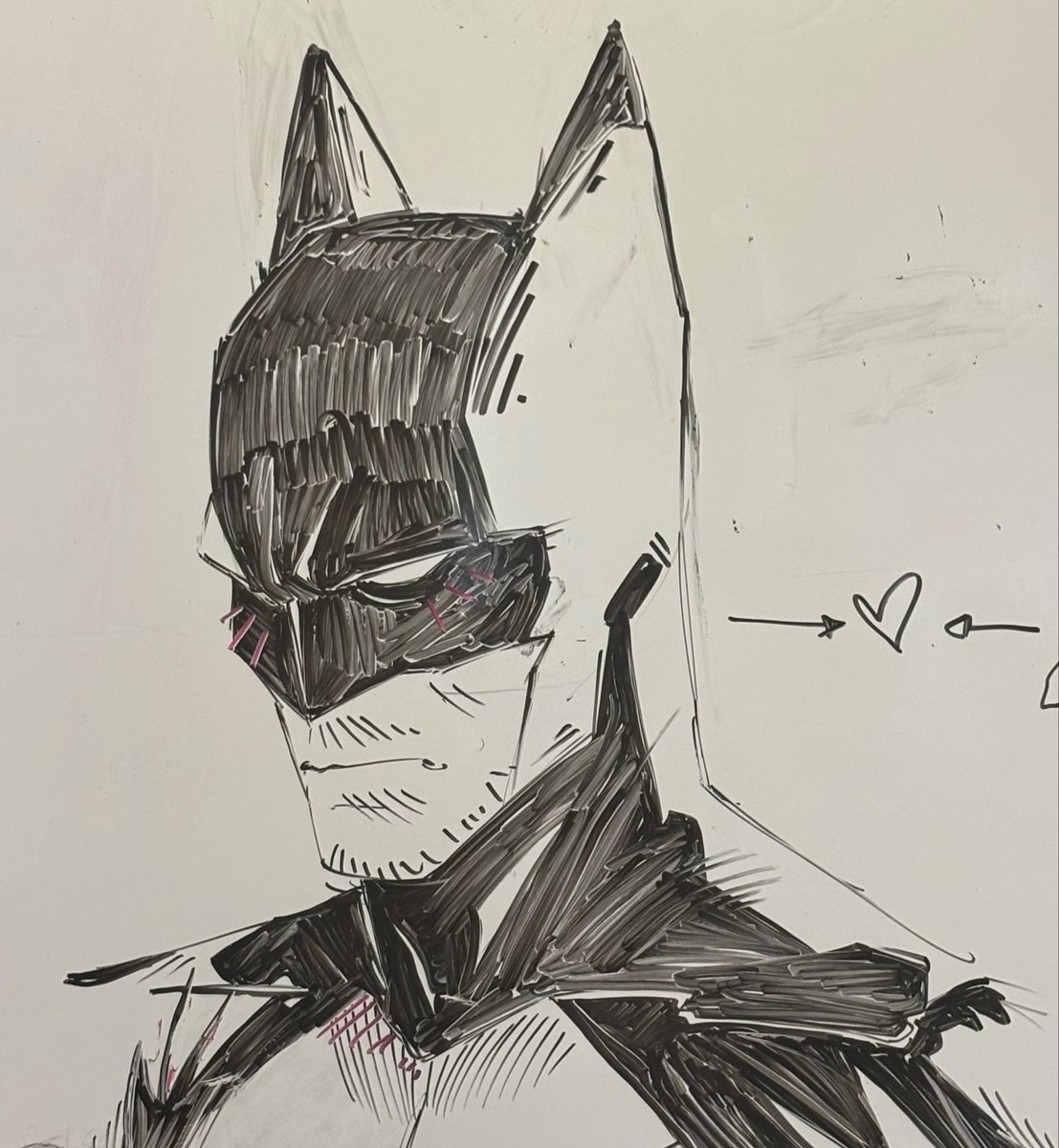 CansOfCrabs's tweet photo. Random #batman I did on whiteboard. Used reference cuz idk how to draw him https://t.co/wOrXiUsXsd