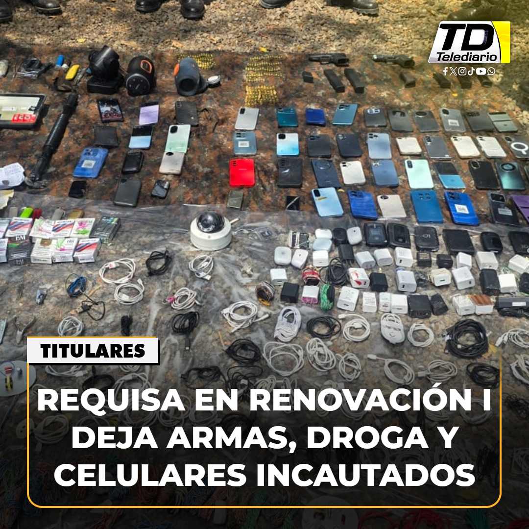 TelediarioGT's tweet image. 🚨#Requisa en #RenovaciónI deja armas, droga y celulares incautados ➡️ bit.ly/4bvVX8p